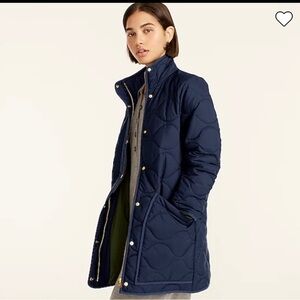 J. Crew Women's Navy Quilted Puffer Coat